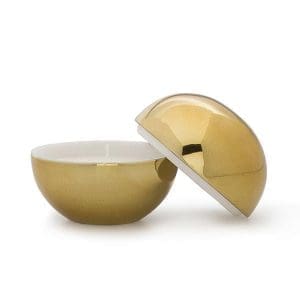 Golden decorative candle holder with removable lid for home decor. Golden decorative candle holder with removable lid for home decor.